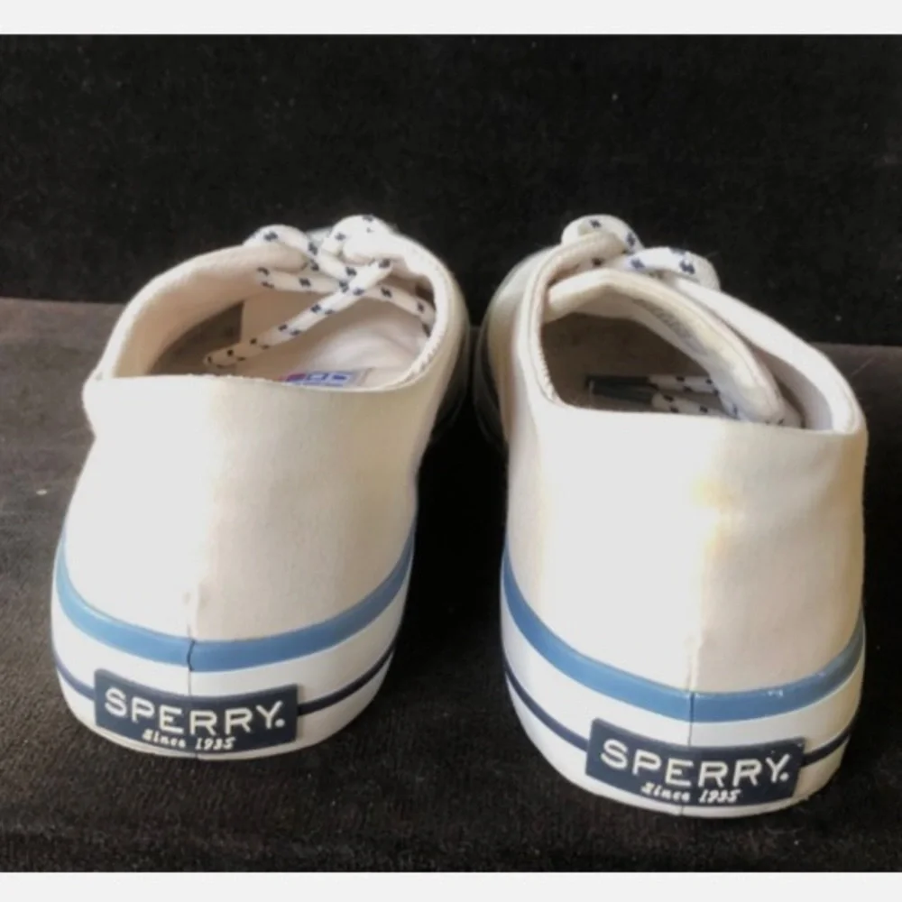 Sperry womens size 9.5 White Canvas Walking Shoes Sneakers WSTS81699